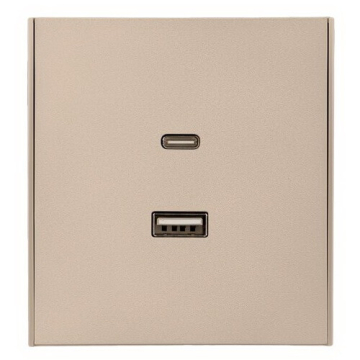 Розетка USB-A+Type-C Kranz Strong 3А с функцией быстрой зарядки с рамкой (шелк) KR-78-0734-8