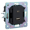 Розетка USB-A+Type-C Kranz Strong 3А с функцией быстрой зарядки с рамкой (шелк) KR-78-0734-8