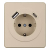 Розетка 16А с USB A+C быстрой зарядки 5В/3А Kranz Round с рамкой (шелк) KR-78-0704-7
