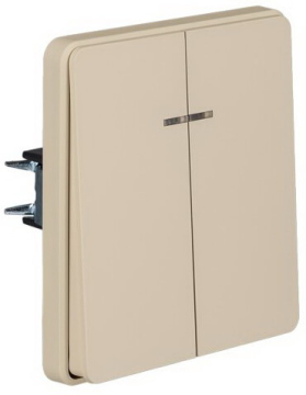 Выключатель 2 кл с подсветкой Kranz Round c рамкой (шелк) KR-78-0714-7