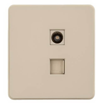 Розетка TV+компьютерная Кат6 Kranz Round с рамкой (шелк) KR-78-0722-7