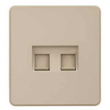 Розетка компьютерная двойная Kranz Round RJ45 с рамкой (шелк) KR-78-0725-7