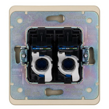 Розетка компьютерная двойная Kranz Round RJ45 с рамкой (шелк) KR-78-0725-7