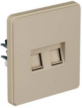 Розетка компьютерная двойная Kranz Round RJ45 с рамкой (шелк) KR-78-0725-7