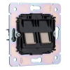 Розетка компьютерная двойная Kranz Round RJ45 с рамкой (шелк) KR-78-0725-7