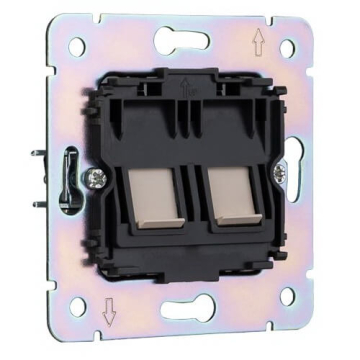 Розетка компьютерная двойная Kranz Round RJ45 с рамкой (шелк) KR-78-0725-7