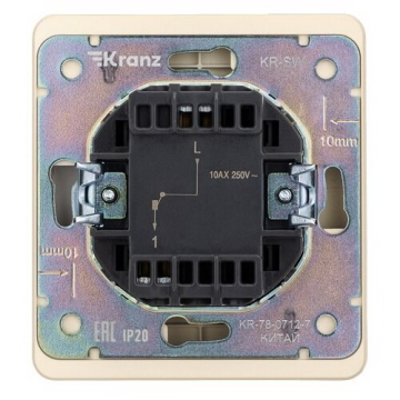 Кнопка Kranz Round 1 кл с рамкой (шелк) KR-78-0712-7