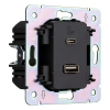 Розетка USB-A+Type-C KRANZ Round 3А с функцией быстрой зарядки с рамкой (шелк) KR-78-0734-7