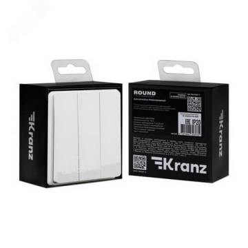 Выключатель трехклавишный Kranz Round с рамкой (перламутр) KR-78-0707-1