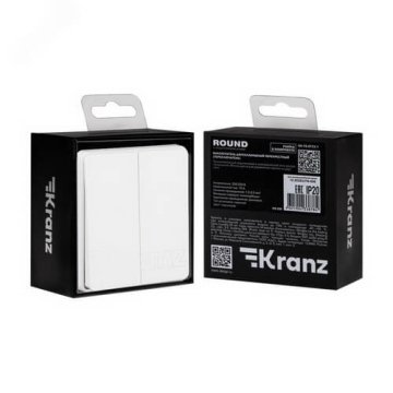 Переключатель 2 кл перекрестный KRANZ Round с рамкой (перламутр ) KR-78-0733-1