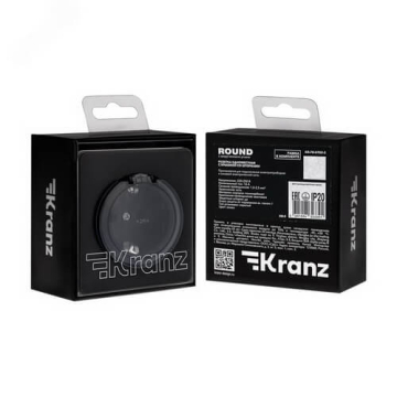 Розетка Kranz Round с крышкой 16А с рамкой (оникс) KR-78-0702-3