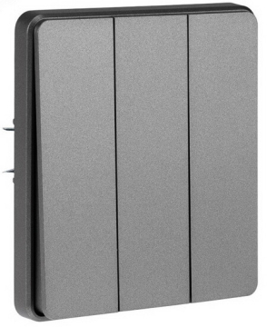 Выключатель трехклавишный Kranz Round с рамкой (титан) KR-78-0707-2