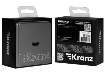 Розетка HDMI KRANZ Round с рамкой (титан) KR-78-0730-2