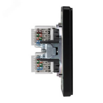 Розетка компьютерная двойная Kranz Round RJ45 с рамкой (оникс) KR-78-0725-3