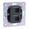 Розетка компьютерная двойная Kranz Round RJ45 с рамкой (оникс) KR-78-0725-3