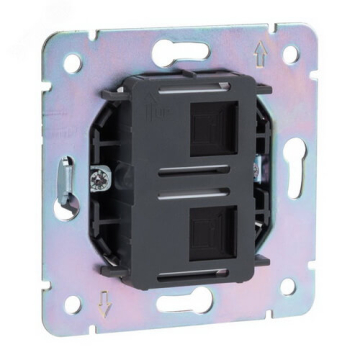 Розетка компьютерная двойная Kranz Round RJ45 с рамкой (оникс) KR-78-0725-3