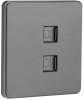 Розетка компьютерная двойная Kranz Round RJ45 с рамкой (титан) KR-78-0725-2