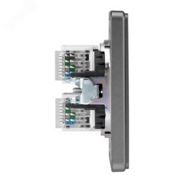 Розетка компьютерная двойная Kranz Round RJ45 с рамкой (титан) KR-78-0725-2