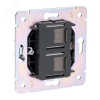 Розетка компьютерная двойная Kranz Round RJ45 с рамкой (титан) KR-78-0725-2