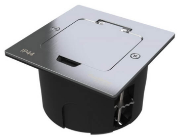 Лючок Systeme Elecrtic MultiDesk на 2 модуля IP44 с монтажной коробкой для стены, фальшпола, стола, тип MDK20 (серебро) MDK20102SA