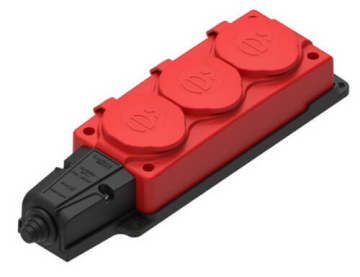Колодка удлинителя SE MultiSet 3-м каучуковая с заземлением 16А IP44 (красная) MST4123RD