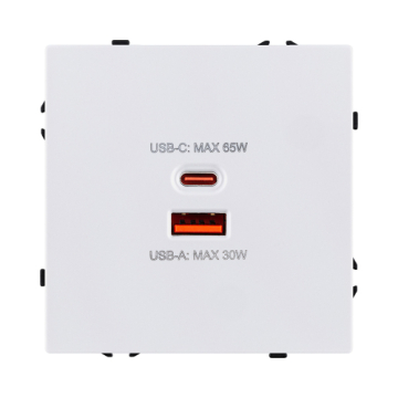 Розетка USB A+C 65W, белый глянцевый Kollinger Eclipse EC-024WG EC-024WG