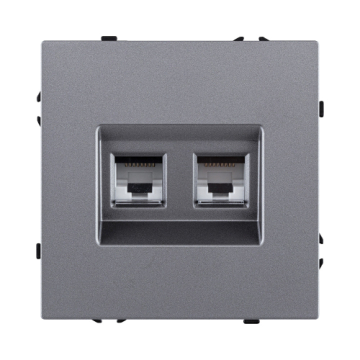 Розетка двойная Ethernet RJ45 Cat.6, серый Kollinger Eclipse EC-018GY EC-018GY