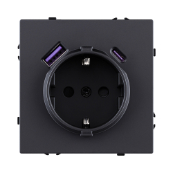 Розетка штепсельная SCHUKO 16A/250 В с USB A+C 20W, черный матовый Kollinger Eclipse EC-016BK EC-016BK