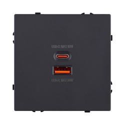 Розетка USB A+C 65W, черный матовый Kollinger Eclipse EC-024BK EC-024BK