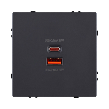 Розетка USB A+C 65W, черный матовый Kollinger Eclipse EC-024BK EC-024BK